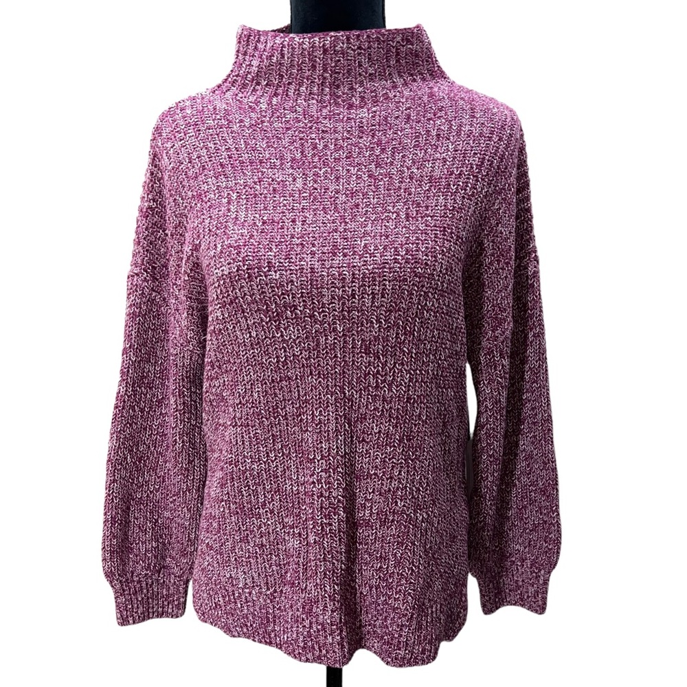 Cupcakes and Cashmere Purple Marled Knit Mock Neck Sweater